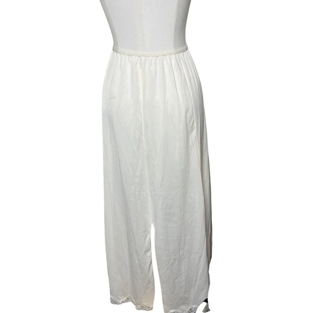 Vintage Wonder Maid Full Slip Lace Hem Slit Antron Nylon Ivory M USA